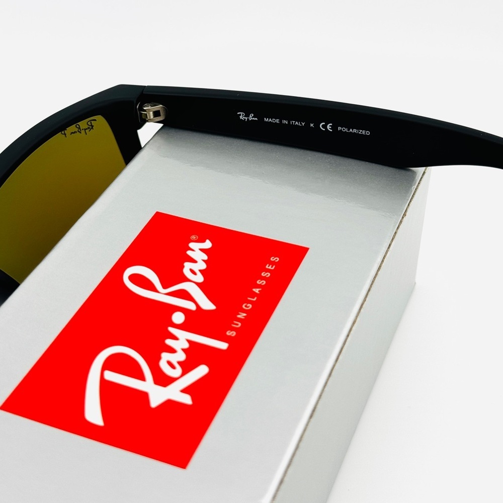 Ray-Ban Justin Sunglasses RB4165 Matte Rubber Black Frame Blue Mirror Lenses - Picture 12 of 15